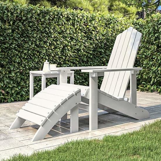 Troy Garden HDPE Armchair With Footstool In White_1
