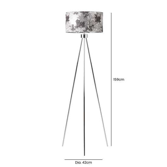 Troy Linen Shade Silver Inside Floor Lamp With Chrome Tripod_4