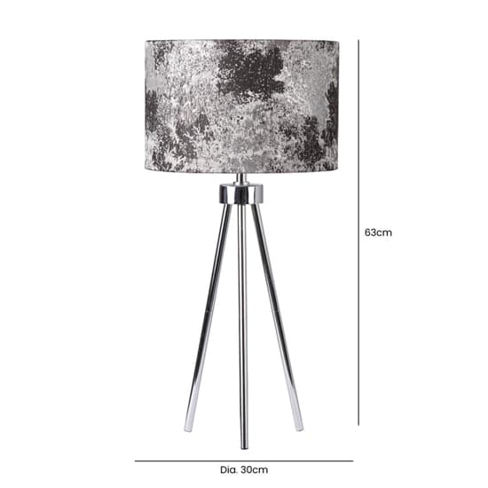 Troy Linen Shade Silver Inside Table Lamp With Chrome Tripod_4