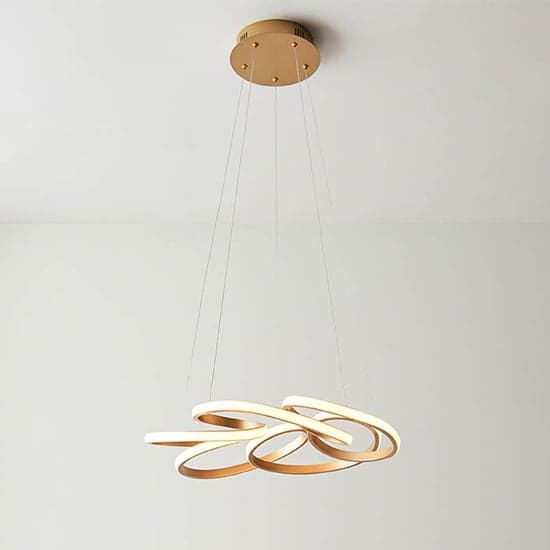 Troy Multi Spiral LED Ceiling Pendant Light In Satin Gold_1