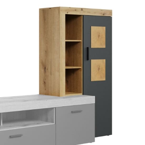 Troyes Wooden Display Cabinet In Evoke Oak With LED_4