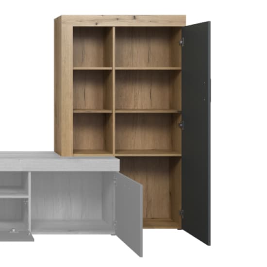 Troyes Wooden Display Cabinet In Evoke Oak With LED_5