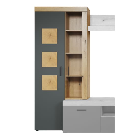 Troyes Wooden Display Cabinet Tall In Evoke Oak With LED_3