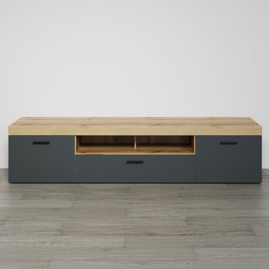 Troyes Wooden TV Stand With 3 Drawers In Evoke Oak_3