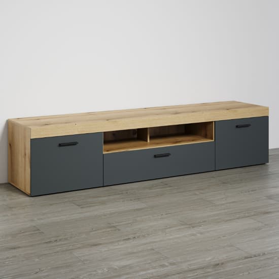 Troyes Wooden TV Stand With 3 Drawers In Evoke Oak_4
