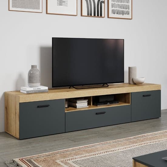 Troyes Wooden TV Stand With 3 Drawers In Evoke Oak_1