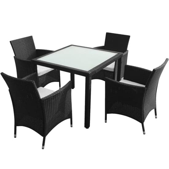 Truro Rattan 5 Piece Outdoor Dining Set with Cushions In Black_1