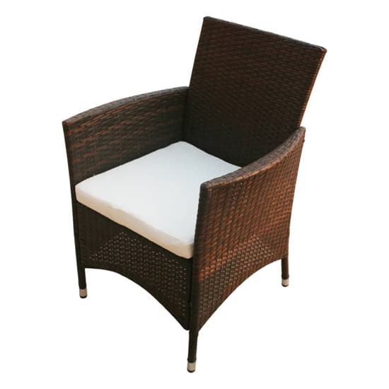 Truro Rattan 5 Piece Outdoor Dining Set with Cushions In Brown_4