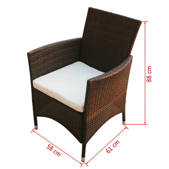 Truro Rattan 5 Piece Outdoor Dining Set with Cushions In Brown_6