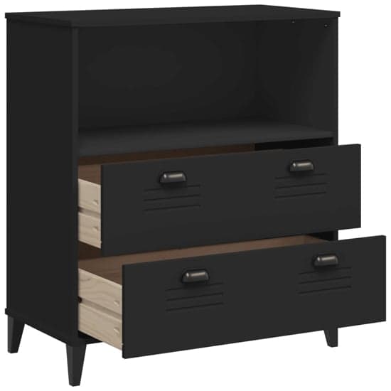 Widnes Wooden Bookcase With 2 Drawers In Black_3