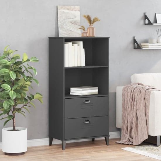Truro Wooden Bookcase With 2 Shelves In Anthracite Grey_1