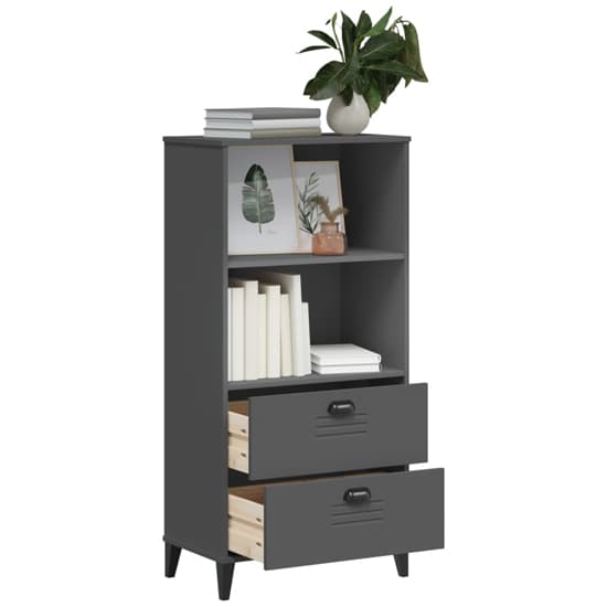 Truro Wooden Bookcase With 2 Shelves In Anthracite Grey_2
