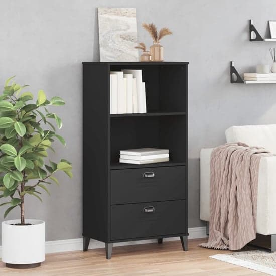 Truro Wooden Bookcase With 2 Shelves In Black_1