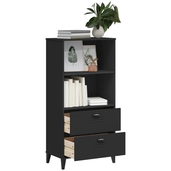 Truro Wooden Bookcase With 2 Shelves In Black_2