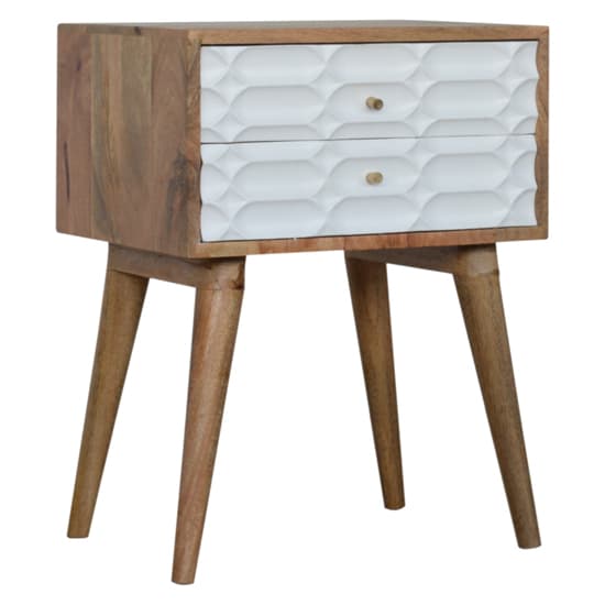 Tufa Wooden Capsule Carved Bedside Cabinet In Oak White 2 Drawer_1