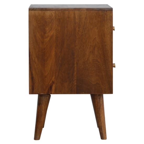 Tufa Wooden Cube Carved Bedside Cabinet In Chestnut 2 Drawers_4