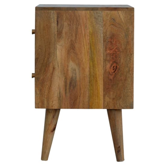 Tufa Wooden Cube Carved Bedside Cabinet In Oak Ish 2 Drawers_4