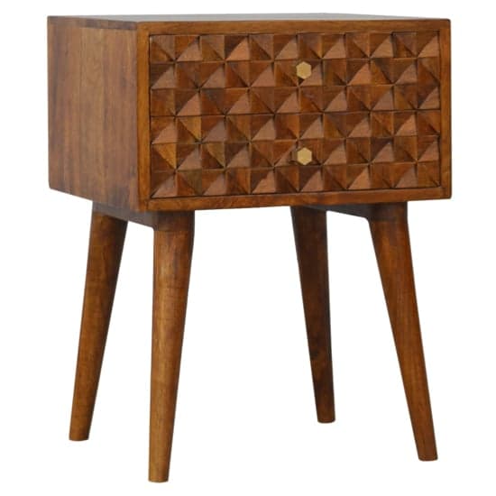 Tufa Wooden Diamond Carved Bedside Cabinet In Chestnut 2 Drawers_1