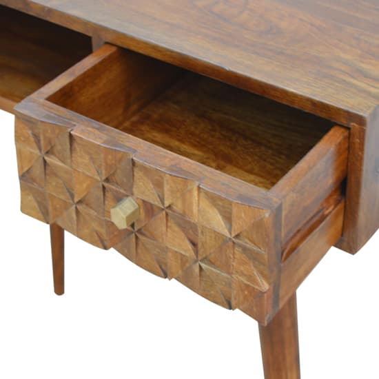 Tufa Wooden Diamond Carved Study Desk In Chestnut_3