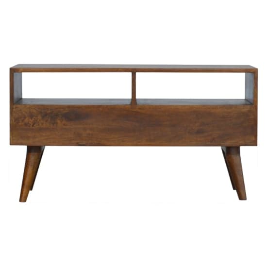 Tufa Wooden Diamond Carved TV Stand In Chestnut With 2 Drawers_4