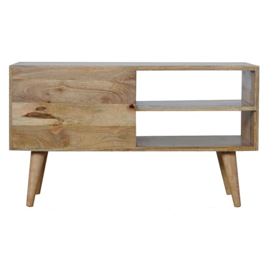 Tufa Wooden Diamond Carved TV Stand In Oak Ish And White_4