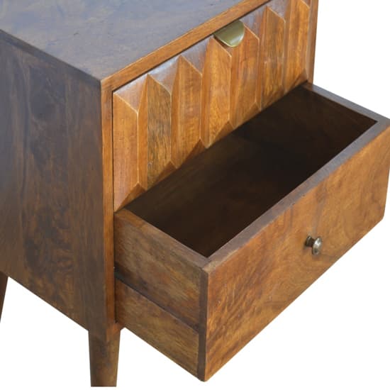 Tufa Wooden Prism Carved Bedside Cabinet In Chestnut 2 Drawers_3