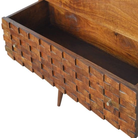 Tufa Wooden Tile Carved Chest Of 3 Drawers In Chestnut_3