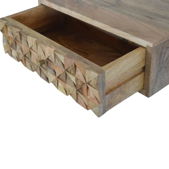 Tufa Wooden Wall Hung Diamond Carved Bedside Cabinet In Oak Ish_3