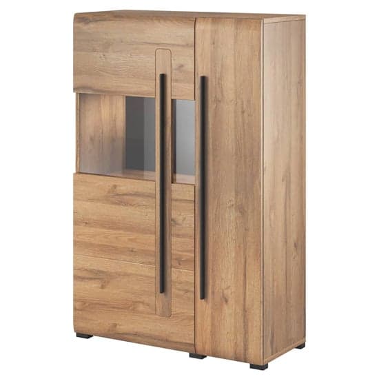 Trail Wooden Display Cabinet 2 Doors In Grandson Oak With LED_2