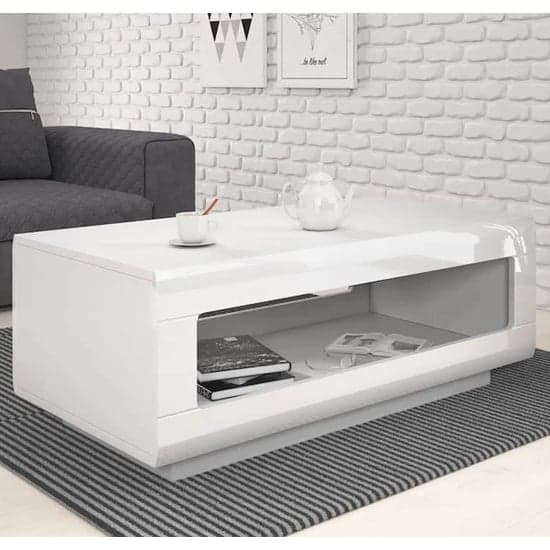 Trail High Gloss Coffee Table In White_1
