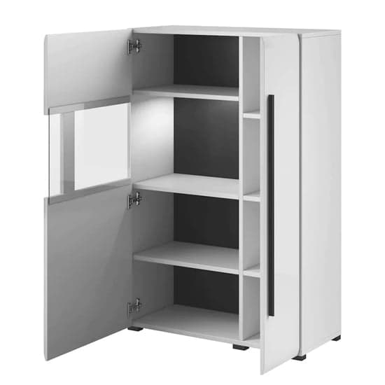 Trail High Gloss Display Cabinet With 2 Doors In White And LED_3