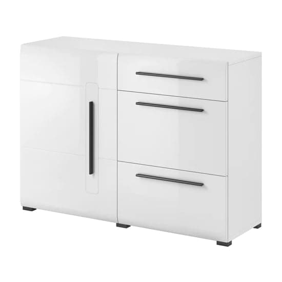 Trail High Gloss Sideboard With 1 Door 3 Drawers In White_2