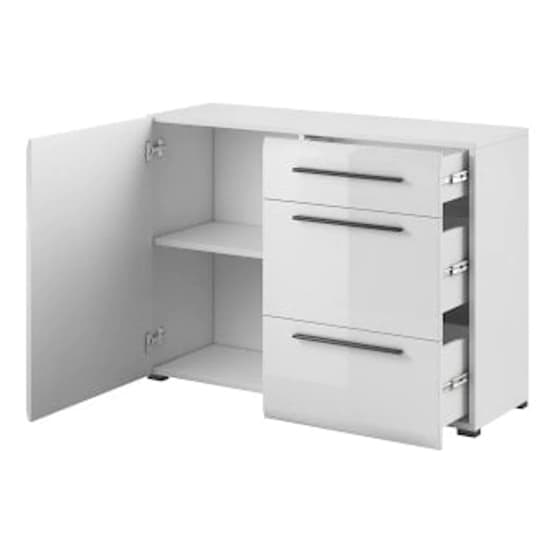 Trail High Gloss Sideboard With 1 Door 3 Drawers In White_3