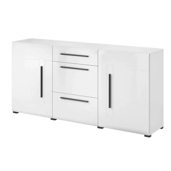Trail High Gloss Sideboard With 2 Doors 3 Drawers In White_2