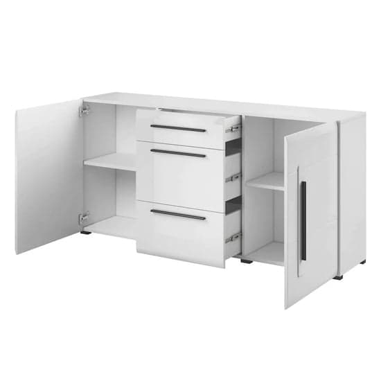 Trail High Gloss Sideboard With 2 Doors 3 Drawers In White_3