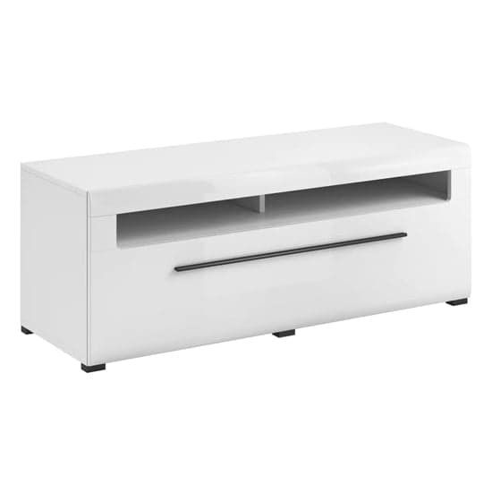 Trail High Gloss TV Stand With 1 Drawer In White And LED_2