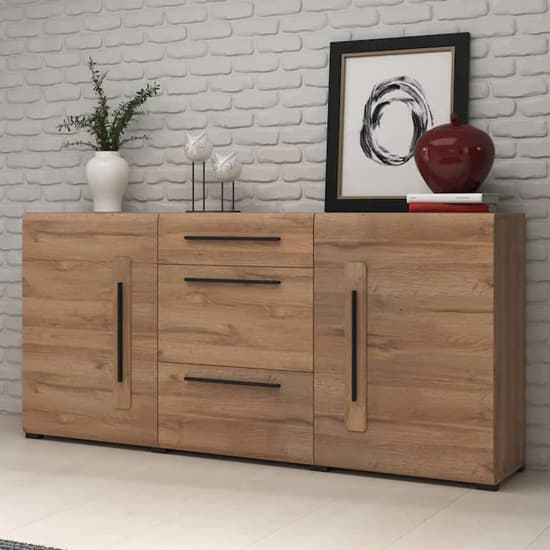 Trail Wooden Sideboard With 2 Doors 3 Drawers In Grandson Oak_1