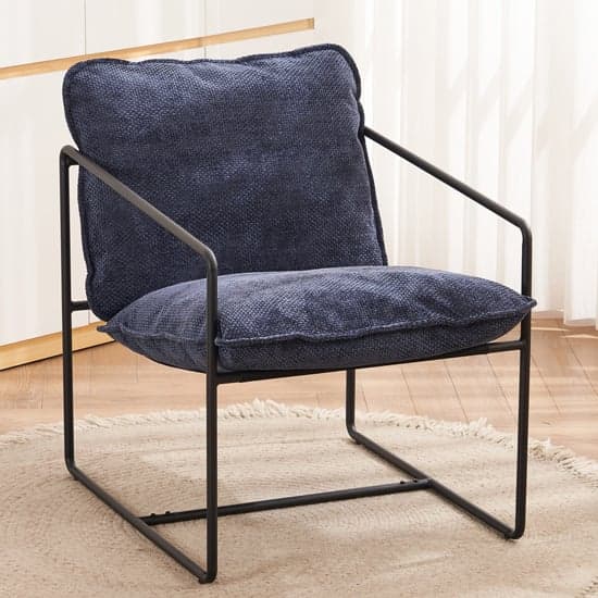 Turin Fabric Occasional Chair In Blue With Black Metal Frame_1
