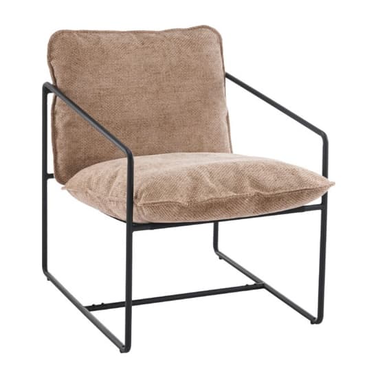 Turin Fabric Occasional Chair In Champagne With Black Metal Frame_2