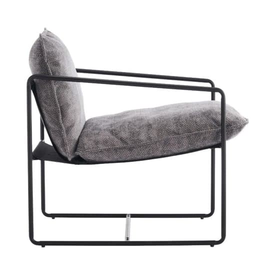 Turin Fabric Occasional Chair In Grey With Black Metal Frame_3