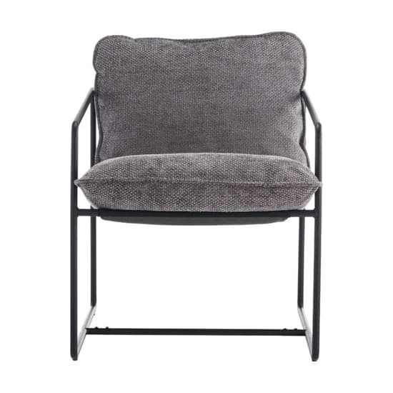 Turin Fabric Occasional Chair In Grey With Black Metal Frame_4
