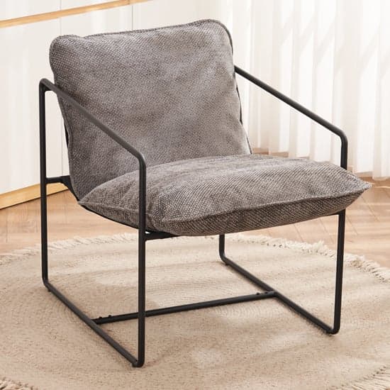 Turin Fabric Occasional Chair In Grey With Black Metal Frame_1
