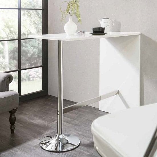 Tuscon Bar Table In White Gloss 2 Copez Grey White Bar Stools_2
