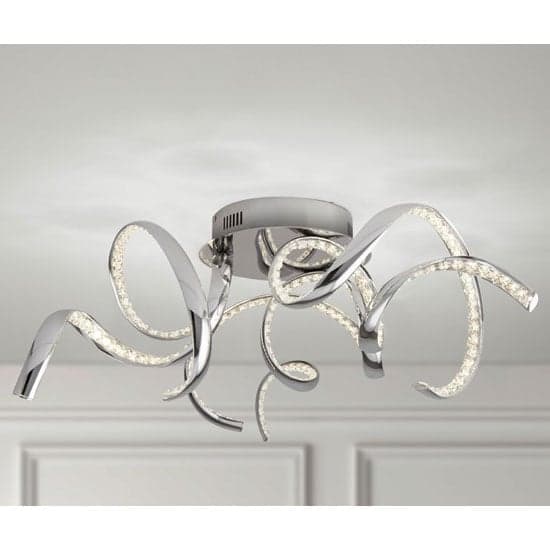 Twirls LED Ceiling Light In Chrome With Clear Crystal Decoration_1