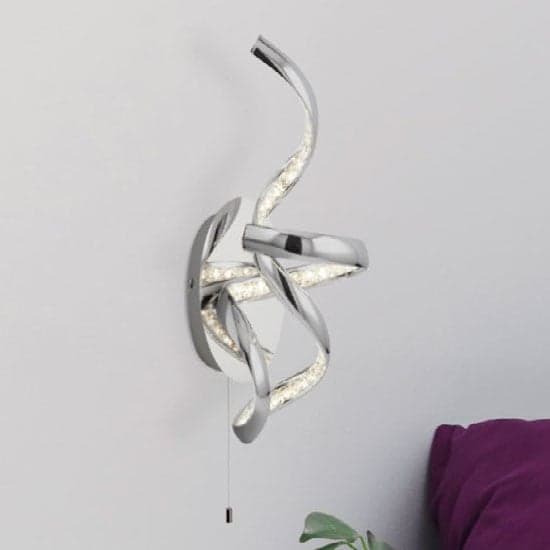 Twirls LED Wall Light In Chrome With Clear Crystal Decoration_1
