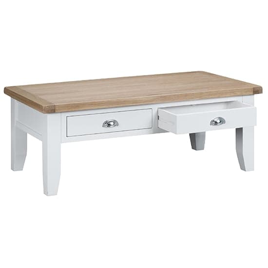 Tyler Wooden 2 Drawers Coffee Table In White With Undershelf_2