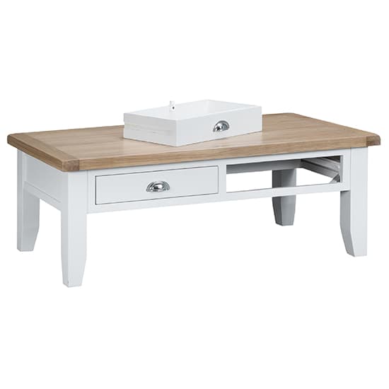 Tyler Wooden 2 Drawers Coffee Table In White With Undershelf_3