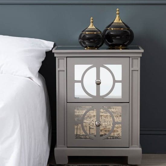 Tyler Mirrored Bedside Cabinet With 2 Drawers In Grey_7