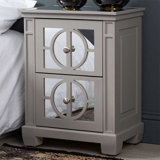 Tyler Mirrored Bedside Cabinet With 2 Drawers In Grey_1