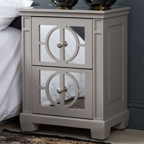 Tyler Mirrored Bedside With 2 Drawers In Grey Furniture in